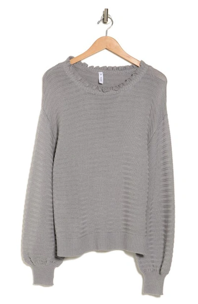 Wishlist Balloon Sleeve Rib Knit Sweater In Cloud