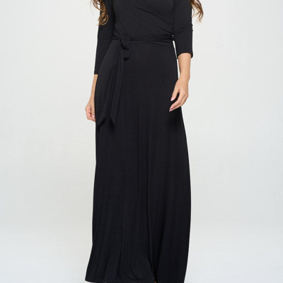 Shop West K Grace Faux-wrap Maxi Dress With Tie Waist In Black