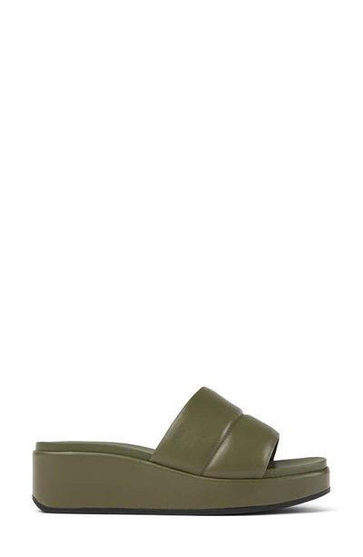 Shop Camper Misia Platform Wedge Slide Sandal In Medium Green