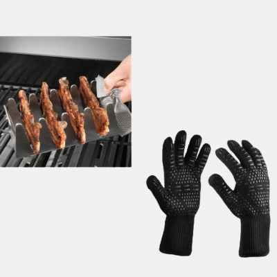 Shop Vigor Bbq Grill Gloves & Multi Grill Rack Pack In Black