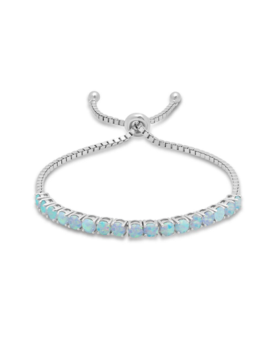 Max + Stone Maxcolor Silver 1.60 Ct. Tw. Lab-grown Opal Adjustable Bolo Bracelet