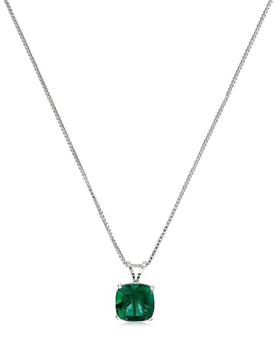 Max + Stone Maxcolor Silver 0.75 Ct. Tw. Lab-grown Emerald Pendant Necklace