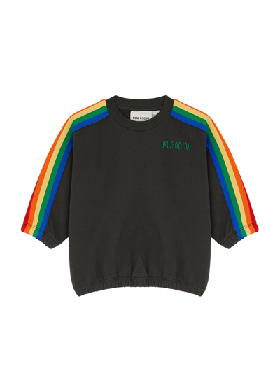 Shop Mini Rodini Kids Rainbow Logo Cotton Sweatshirt In Black