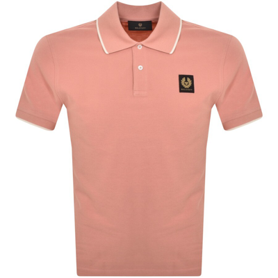 Shop Belstaff Tipped Polo T Shirt Pink