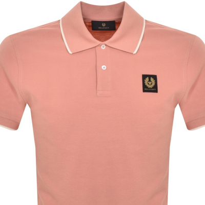Shop Belstaff Tipped Polo T Shirt Pink