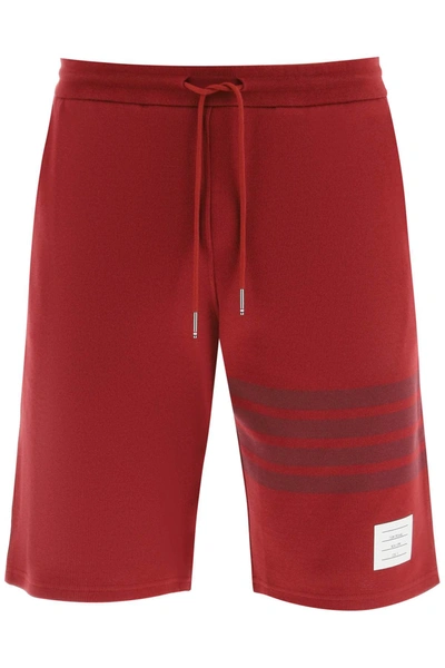 Shop Thom Browne 4 Bar Knit Shorts In Red