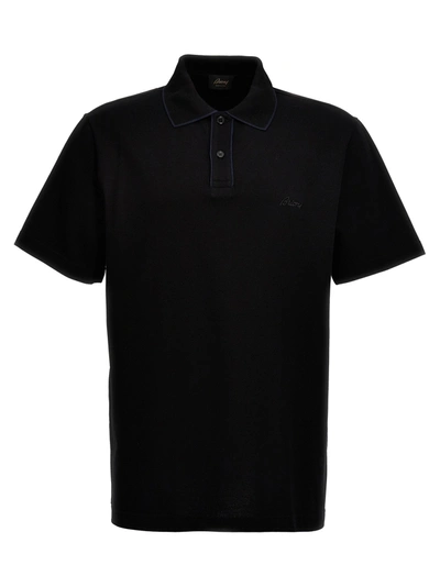 Shop Brioni Logo Embroidery Shirt Polo In Black