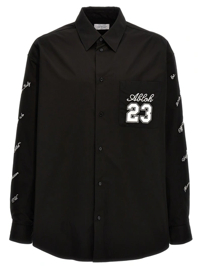 Shop Off-white 23 Logo Heavycoat Shirt, Blouse In White/black