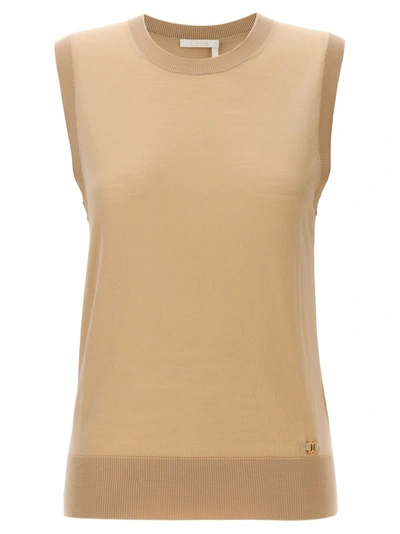 Shop Chloé Wool Vest Gilet Beige