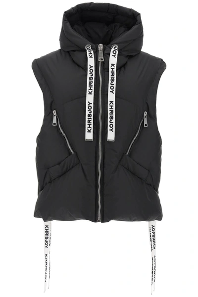 Shop Khrisjoy 'iconic' Oversized Hooded Down Vest In Black