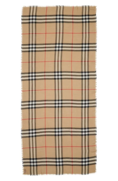 Shop Burberry Check Wool Scarf In Archive Beige