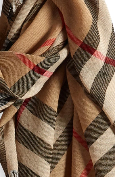 Shop Burberry Check Wool Scarf In Archive Beige