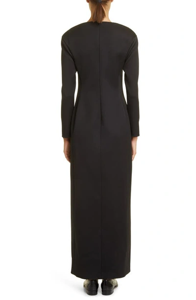 Shop The Row Reysha Long Sleeve Wool Maxi Dress In Black