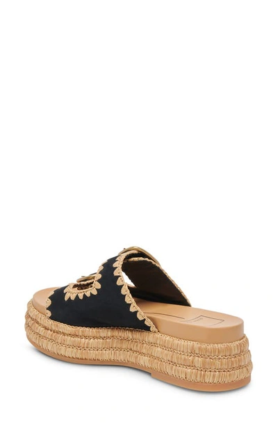 Dolce Vita Wanika Jute Platform Slide Sandal In Onyx Nubuck
