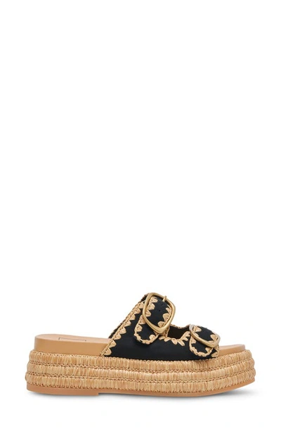 Dolce Vita Wanika Jute Platform Slide Sandal In Onyx Nubuck