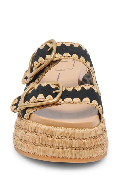 Dolce Vita Wanika Jute Platform Slide Sandal In Onyx Nubuck