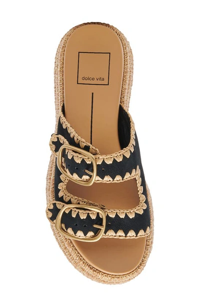 Dolce Vita Wanika Jute Platform Slide Sandal In Onyx Nubuck