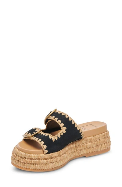 Dolce Vita Wanika Jute Platform Slide Sandal In Onyx Nubuck