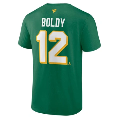 Shop Fanatics Branded Green Matthew Boldy Minnesota Wild Authentic Stack Name & Number T-shirt In Kelly Green