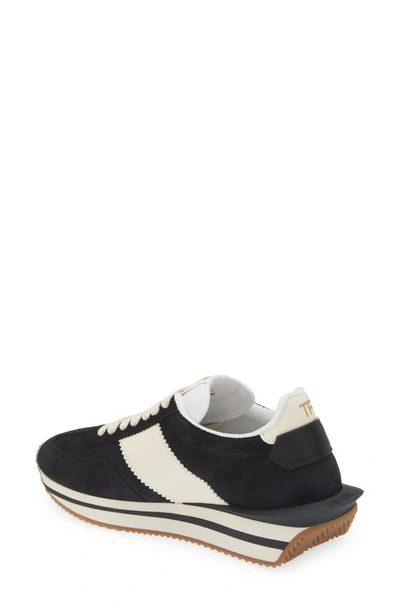 Shop Tom Ford James Mixed Media Low Top Sneaker In Black/ Cream