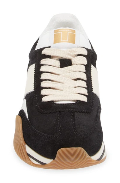 Shop Tom Ford James Mixed Media Low Top Sneaker In Black/ Cream