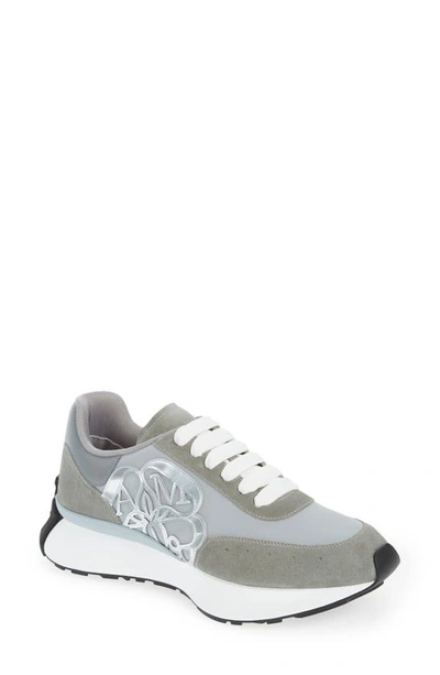 Shop Alexander Mcqueen Seal Sprint Sneaker In Grey/ Silver