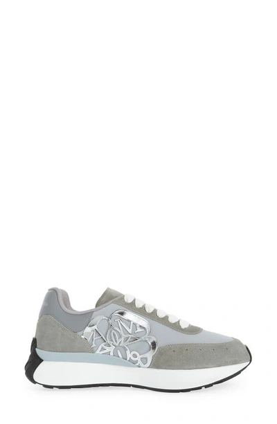 Shop Alexander Mcqueen Seal Sprint Sneaker In Grey/ Silver
