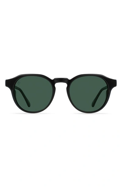 Shop Raen Expedition Remmy 50mm Round Sunglasses In Recycled Black/ Exp Green