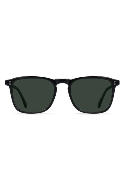 Shop Raen Wiley Polarized Square Sunglasses In Recycled Black/ Green Polar