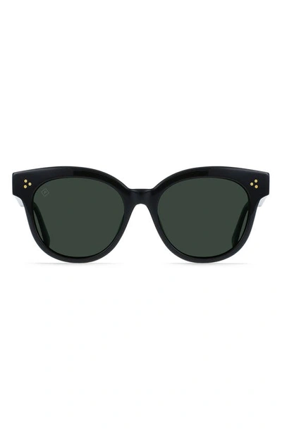 Shop Raen Nikol Polarized Round Sunglasses In Recycled Black/ Green Polar