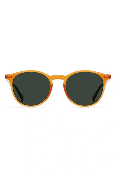 Shop Raen Basq Polarized Round Sunglasses In Honey/ Green Polar