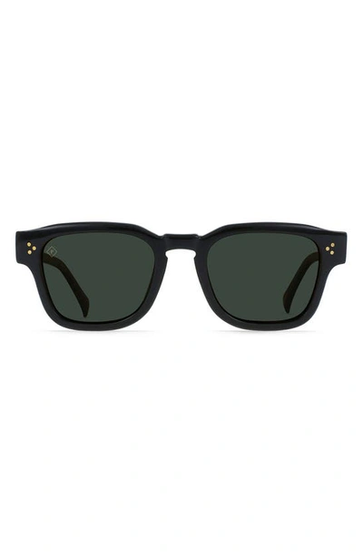 Shop Raen Rece Polarized Square Sunglasses In Recycled Black/ Green Polar