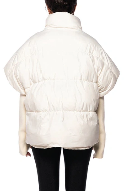 Azalea Wang Willow Layered Mixed Media Puffer Jacket In Ivory