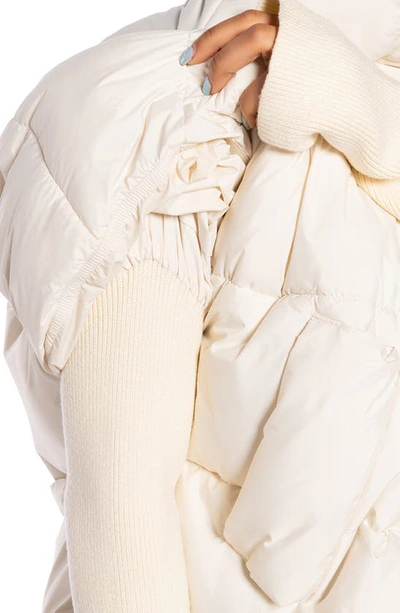 Azalea Wang Willow Layered Mixed Media Puffer Jacket In Ivory