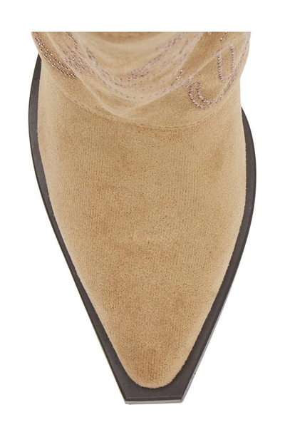 Azalea Wang Portabella Foldover Shaft Pointed Toe Bootie In Tan
