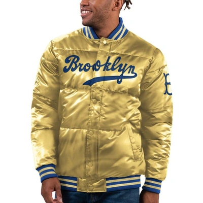 Shop Starter Gold Brooklyn Dodgers Cooperstown Collection Bronx Satin Full-snap Bomber Jacket