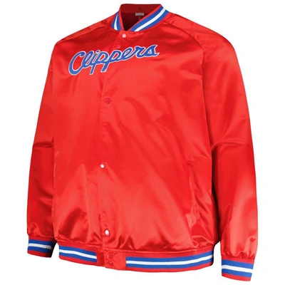 Shop Mitchell & Ness Red La Clippers Hardwood Classics  Throwback Wordmark Raglan Full-snap Jacket