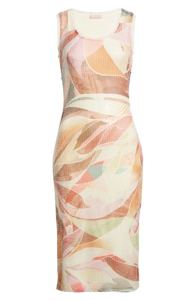 Shop Ciebon Louella Sequin Mesh Sleeveless Dress In Cream Multi