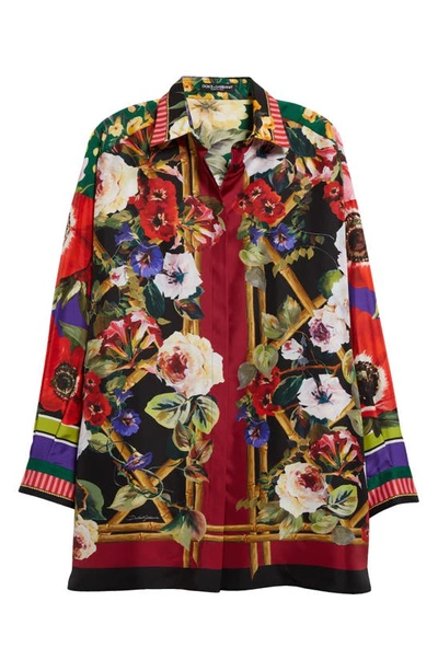 Shop Dolce & Gabbana Dolce&gabbana Floral Silk Twill Button-up Shirt In S9000variante Abbinata