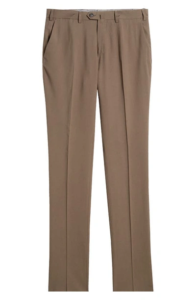 Shop Emporio Armani G-line Flat Front Pants In Brown