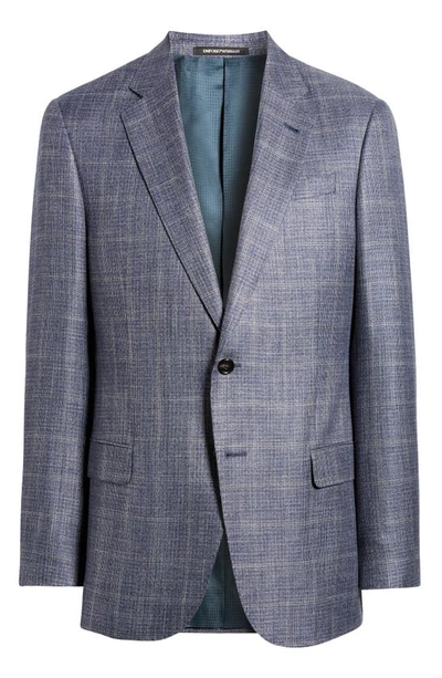 Shop Emporio Armani G-line Textured Sport Coat In Solid Medium Blue