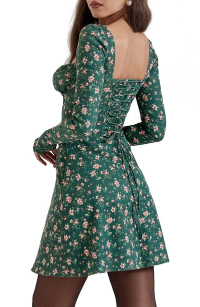 House Of Cb Malika Long Sleeve Cocktail Minidress In Christmas Print