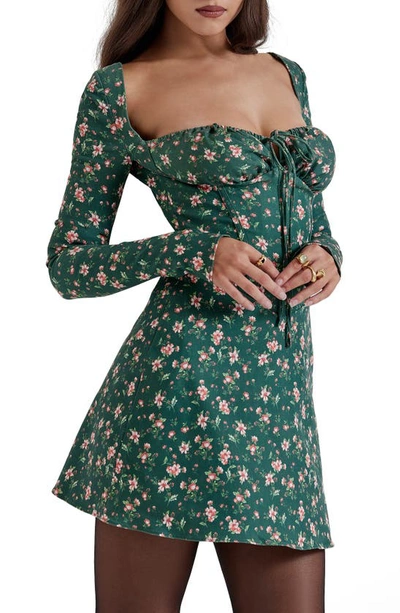 House Of Cb Malika Long Sleeve Cocktail Minidress In Christmas Print
