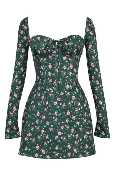 House Of Cb Malika Long Sleeve Cocktail Minidress In Christmas Print