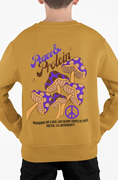Shop King + Lola Kids' Peace & Protein Graphic Sweatshirt In Brown