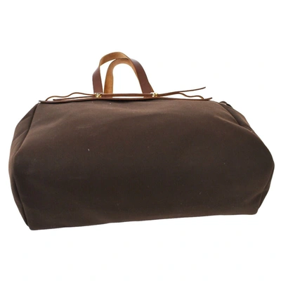 Shop Hermes Hermès Herbag Brown Canvas Shoulder Bag ()