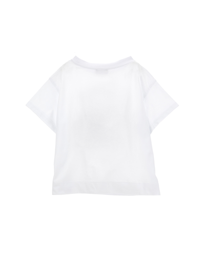 Shop Monnalisa Jersey T-shirt With Rhinestones In White + Rosa Fairytale