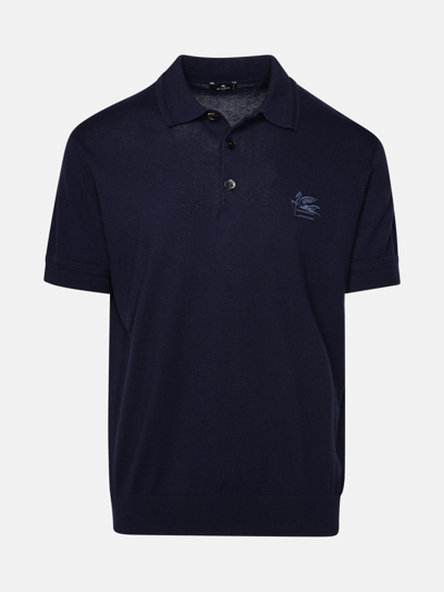 Shop Etro Cotton Blend Polo Shirt In Blue