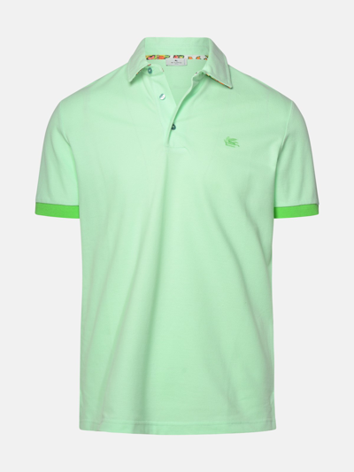Shop Etro Polo Shirt In Green Cotton