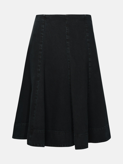 Shop Khaite Black Cotton Blend Skirt
